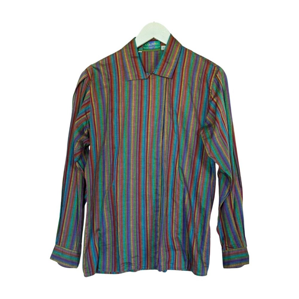 Vintage “Colours by Alexander Julian” Striped Cotton Blouse – Size 8